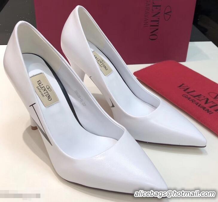 Good Taste Valentino Heel 9.5cm VLTN Sheepskin Pumps VT2616 White 2019