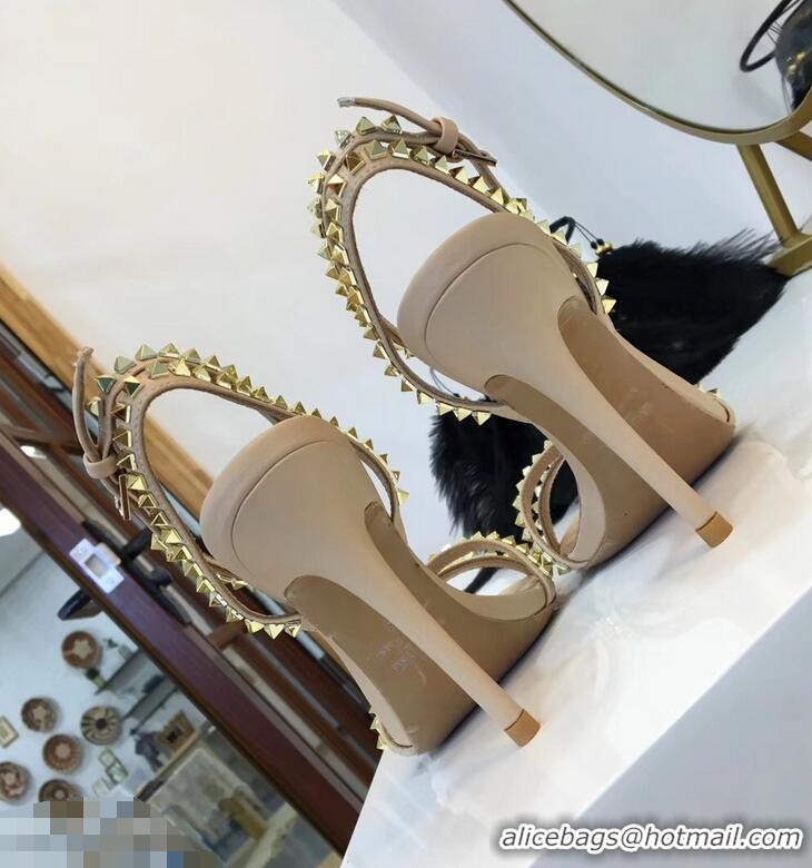 Low Price Valentino Heel 10cm Rockstud Around Sandals VT2704 Nude 2019