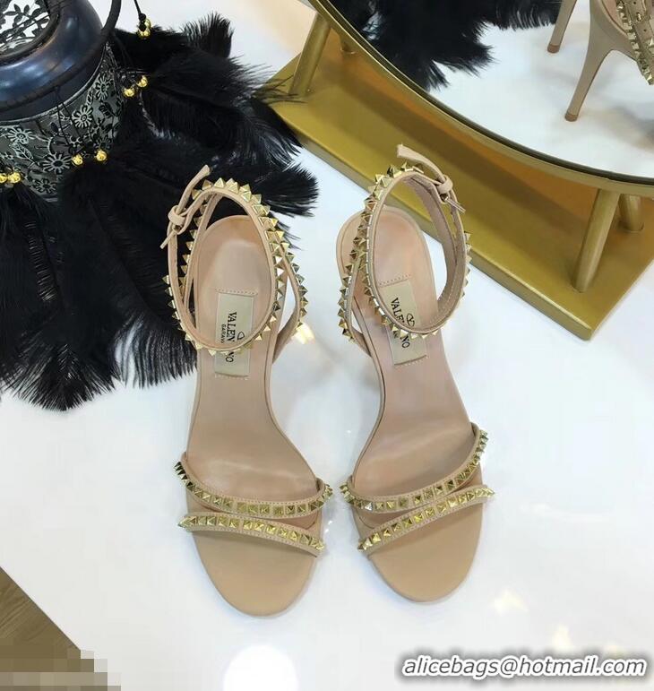 Low Price Valentino Heel 10cm Rockstud Around Sandals VT2704 Nude 2019