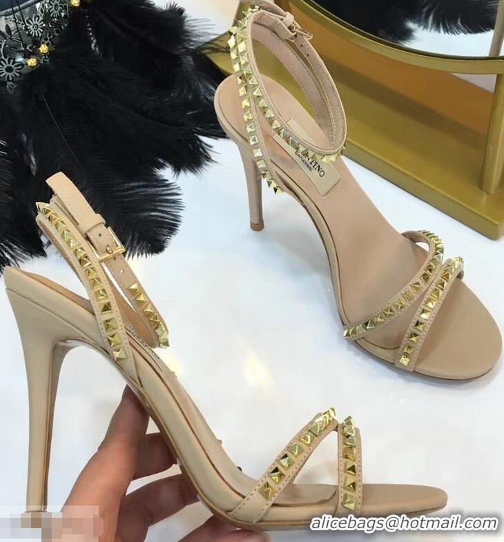 Low Price Valentino Heel 10cm Rockstud Around Sandals VT2704 Nude 2019