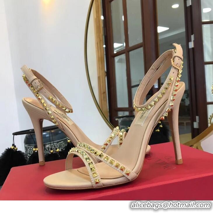 Low Price Valentino Heel 10cm Rockstud Around Sandals VT2704 Nude 2019