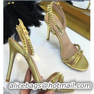 Good Looking Valentino Heel 10cm Rockstud Around Sandals VT2704 Gold 2019