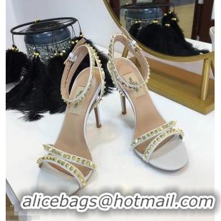 Unique Style Valentino Heel 10cm Rockstud Around Sandals VT2704 White 2019