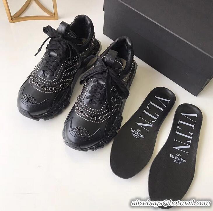 Low Price Valentino Bounce Low-top Sneakers Studs VT2701 Black 2019