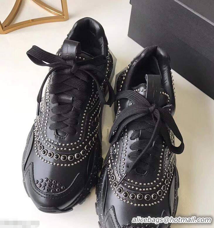 Low Price Valentino Bounce Low-top Sneakers Studs VT2701 Black 2019