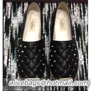 Traditional Discount Valentino Rockstud Spike Espadrilles VT40817 Black 2019