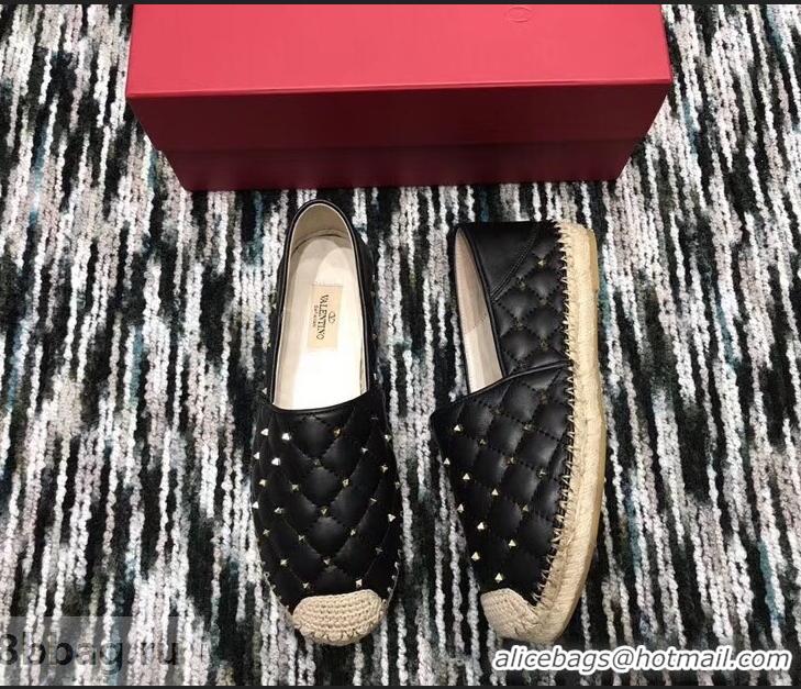 Traditional Discount Valentino Rockstud Spike Espadrilles VT40817 Black 2019