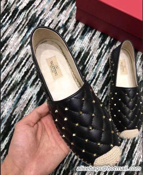 Traditional Discount Valentino Rockstud Spike Espadrilles VT40817 Black 2019