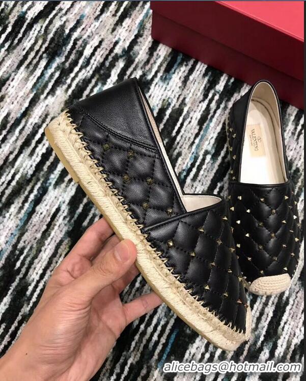 Traditional Discount Valentino Rockstud Spike Espadrilles VT40817 Black 2019