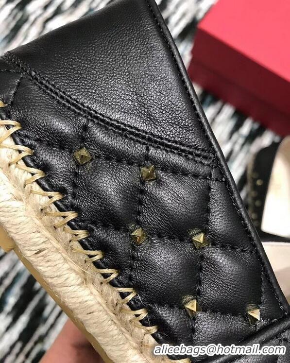 Traditional Discount Valentino Rockstud Spike Espadrilles VT40817 Black 2019