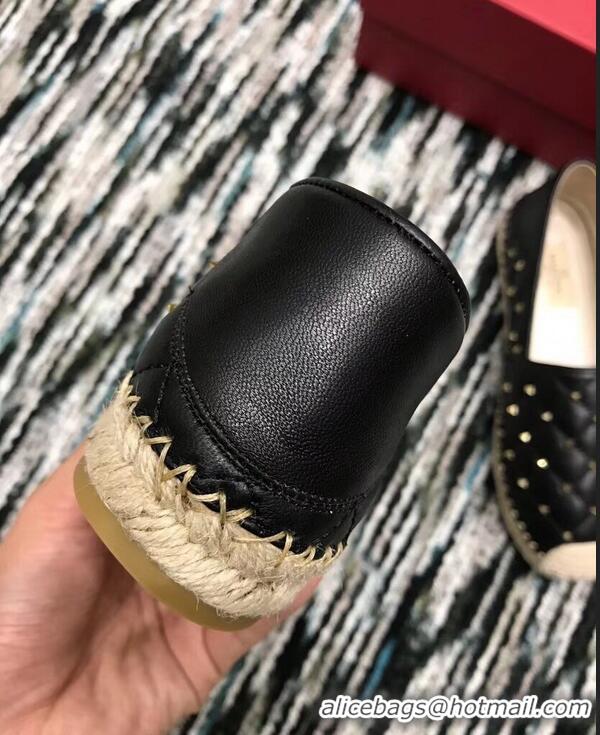 Traditional Discount Valentino Rockstud Spike Espadrilles VT40817 Black 2019