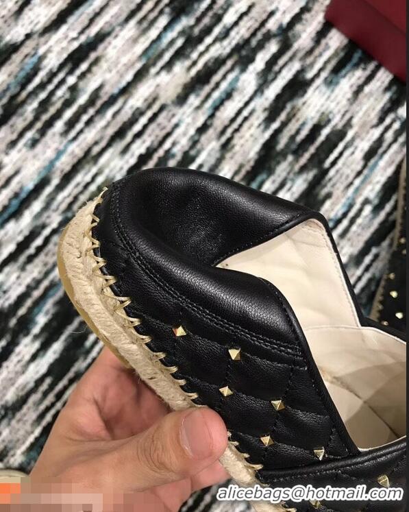 Traditional Discount Valentino Rockstud Spike Espadrilles VT40817 Black 2019