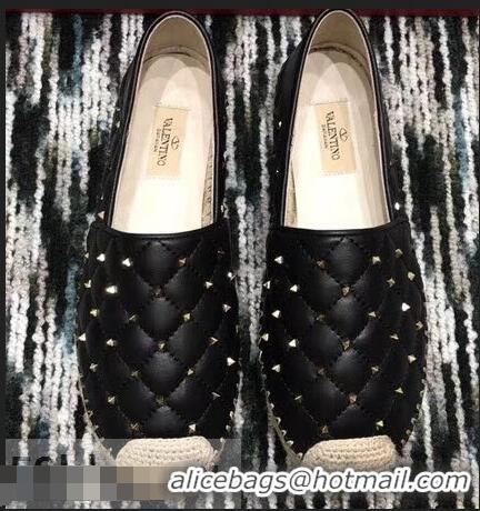 Traditional Discount Valentino Rockstud Spike Espadrilles VT40817 Black 2019