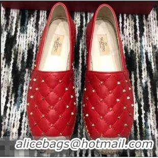 Shop Discount Valentino Rockstud Spike Espadrilles VT40817 Red 2019