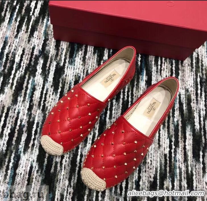 Shop Discount Valentino Rockstud Spike Espadrilles VT40817 Red 2019