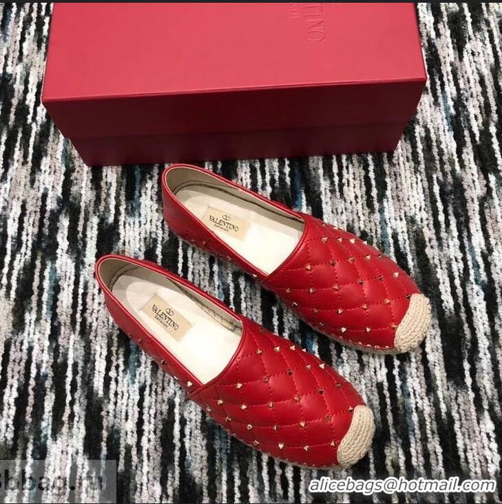 Shop Discount Valentino Rockstud Spike Espadrilles VT40817 Red 2019