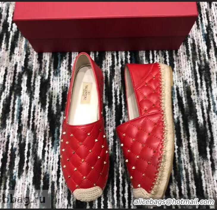 Shop Discount Valentino Rockstud Spike Espadrilles VT40817 Red 2019