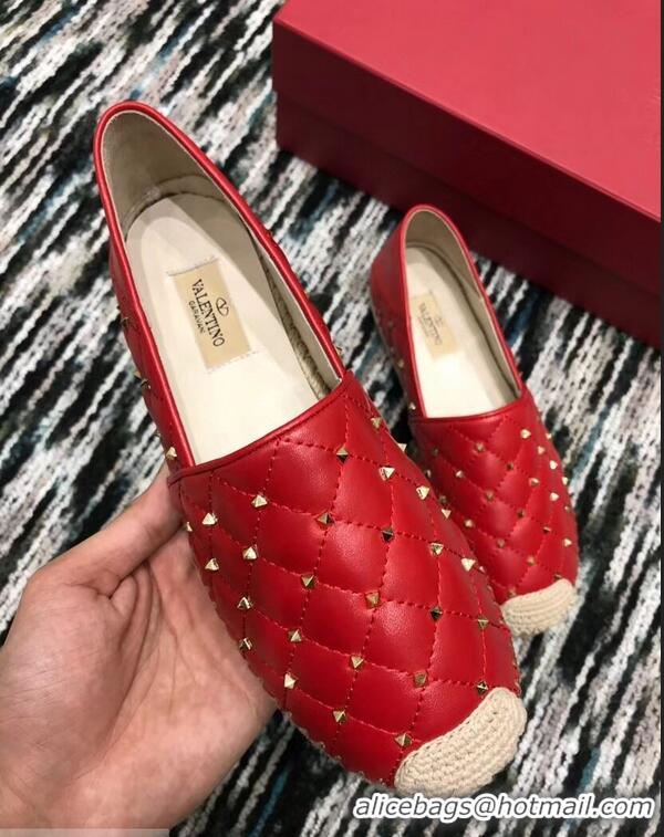 Shop Discount Valentino Rockstud Spike Espadrilles VT40817 Red 2019