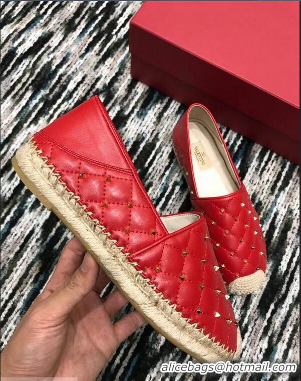 Shop Discount Valentino Rockstud Spike Espadrilles VT40817 Red 2019