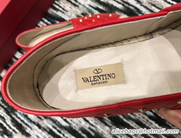 Shop Discount Valentino Rockstud Spike Espadrilles VT40817 Red 2019