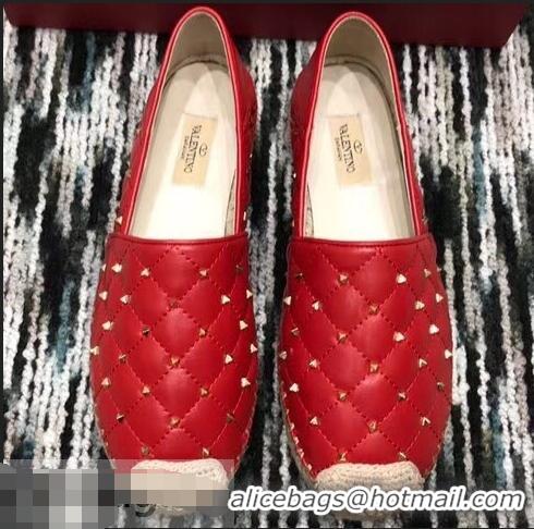 Shop Discount Valentino Rockstud Spike Espadrilles VT40817 Red 2019