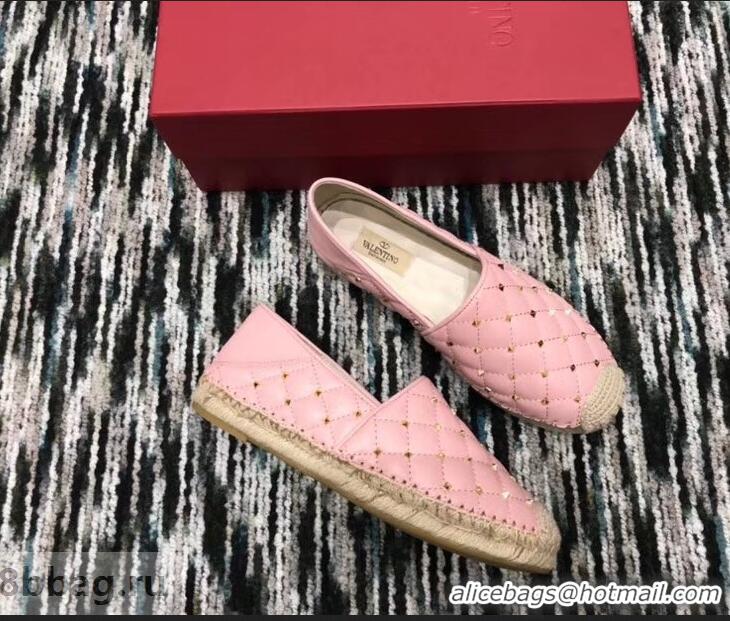 Purchase Imitation Valentino Rockstud Spike Espadrilles VT40817 Pink 2019