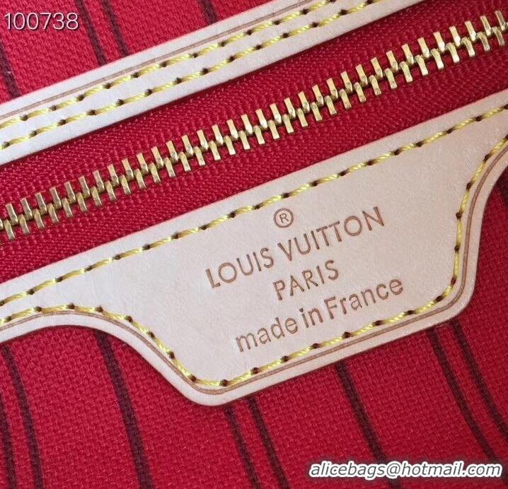 Luxury Louis Vuittom Monogram Canvas Neverfull MM Bag M63908 red