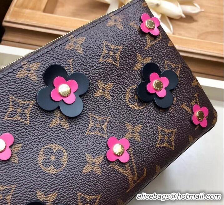 Well Crafted Louis Vuitton Monogram Canvas Blooming Flowers Pochette Double Zip Bag M63905 Black 2019