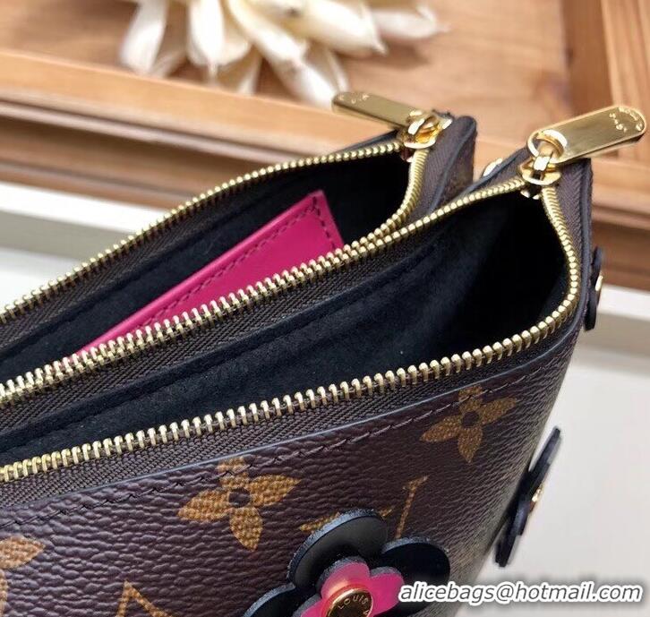 Well Crafted Louis Vuitton Monogram Canvas Blooming Flowers Pochette Double Zip Bag M63905 Black 2019