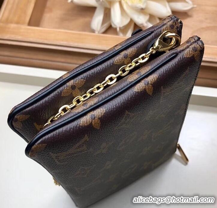 Well Crafted Louis Vuitton Monogram Canvas Blooming Flowers Pochette Double Zip Bag M63905 Black 2019