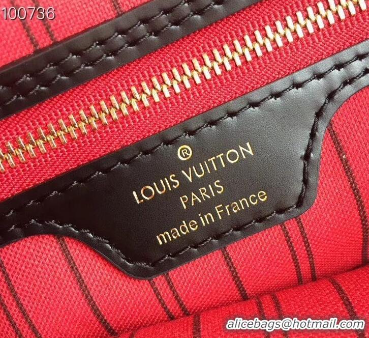 Good Product Louis Vuittom Monogram Canvas Neverfull MM Bag red with black piping M63999