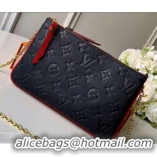 Feminine Louis Vuitton Monogram Empreinte Pochette Double Zip Bag M63916 Marine Rouge 2019 