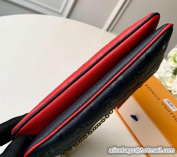 Feminine Louis Vuitton Monogram Empreinte Pochette Double Zip Bag M63916 Marine Rouge 2019 