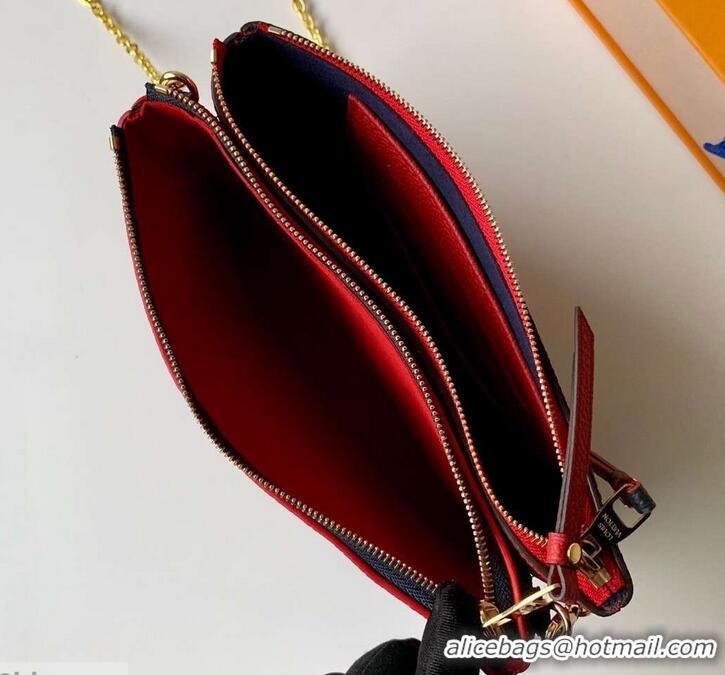 Feminine Louis Vuitton Monogram Empreinte Pochette Double Zip Bag M63916 Marine Rouge 2019 