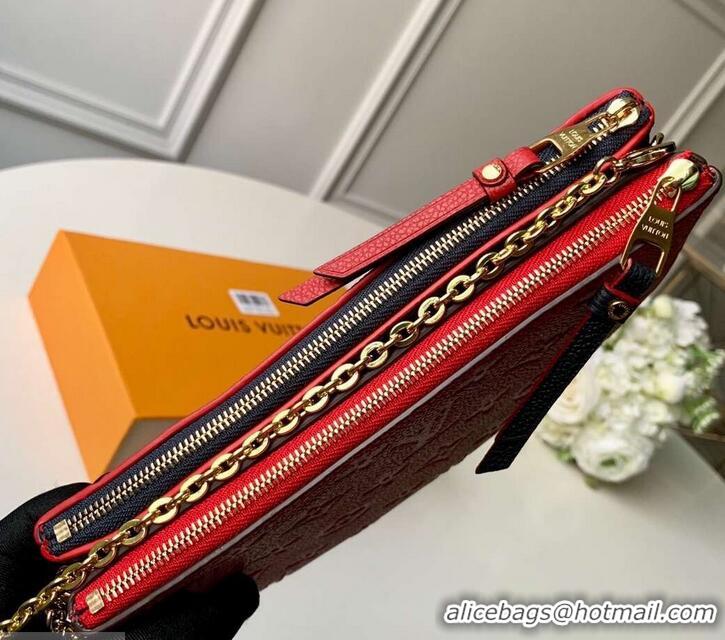 Feminine Louis Vuitton Monogram Empreinte Pochette Double Zip Bag M63916 Marine Rouge 2019 