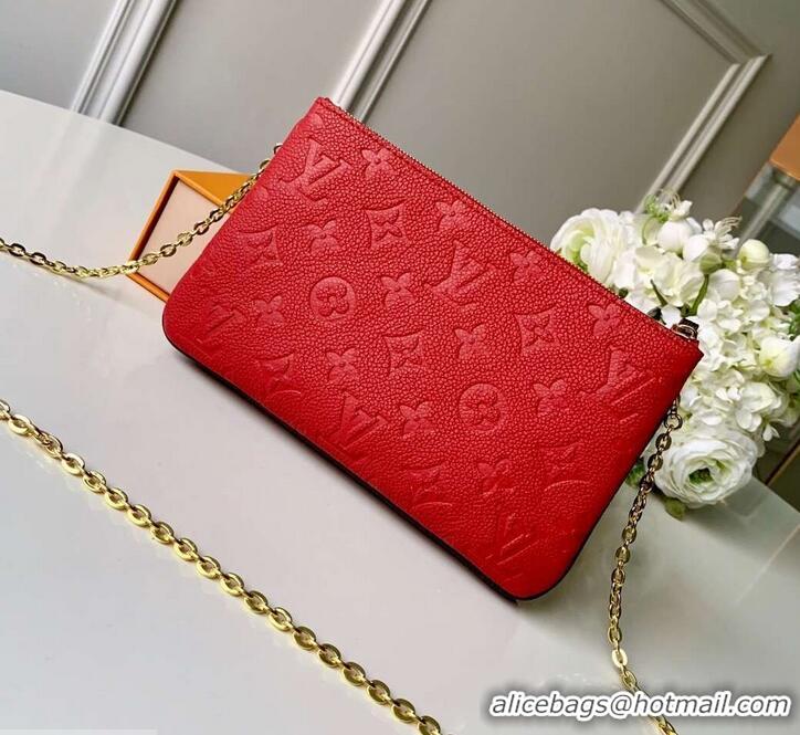 Feminine Louis Vuitton Monogram Empreinte Pochette Double Zip Bag M63916 Marine Rouge 2019 