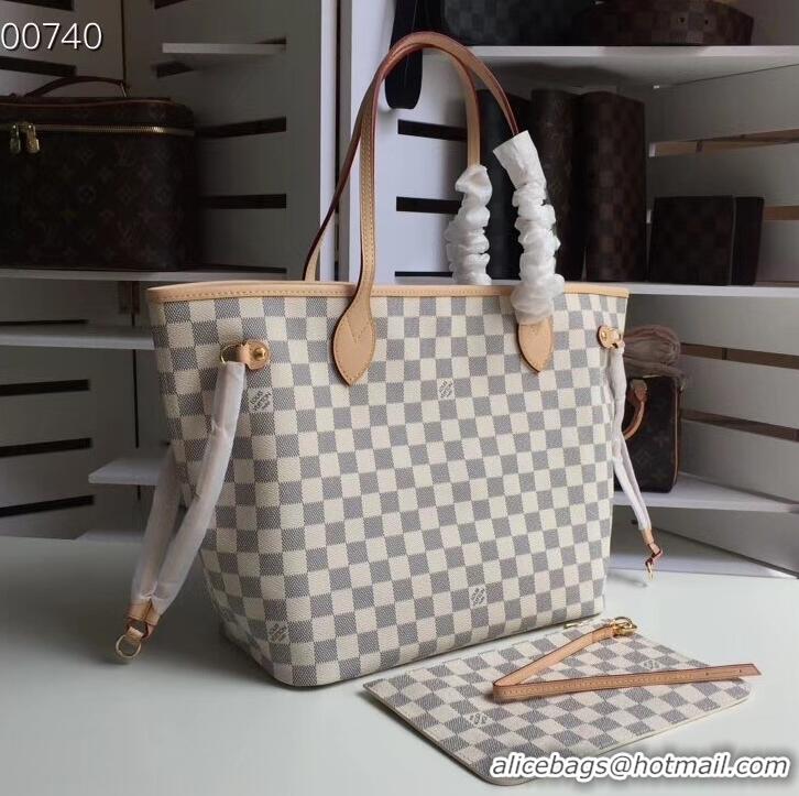 Good Looking Louis Vuittom damier azur Canvas Neverfull MM Bag beige N41361