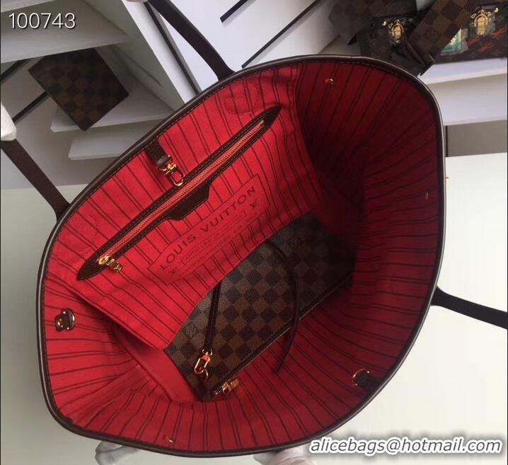 Good Quality Louis Vuittom damier ebene Canvas Neverfull MM Bag cherry N41358 