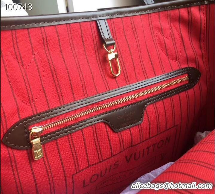 Good Quality Louis Vuittom damier ebene Canvas Neverfull MM Bag cherry N41358 