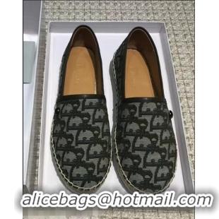 Hot Sale Dior Flat Oblique Canvas Espadrille D3149 Green