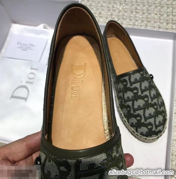 Hot Sale Dior Flat Oblique Canvas Espadrille D3149 Green