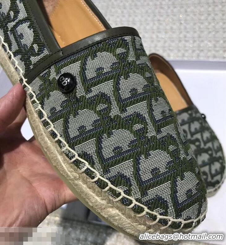 Hot Sale Dior Flat Oblique Canvas Espadrille D3149 Green