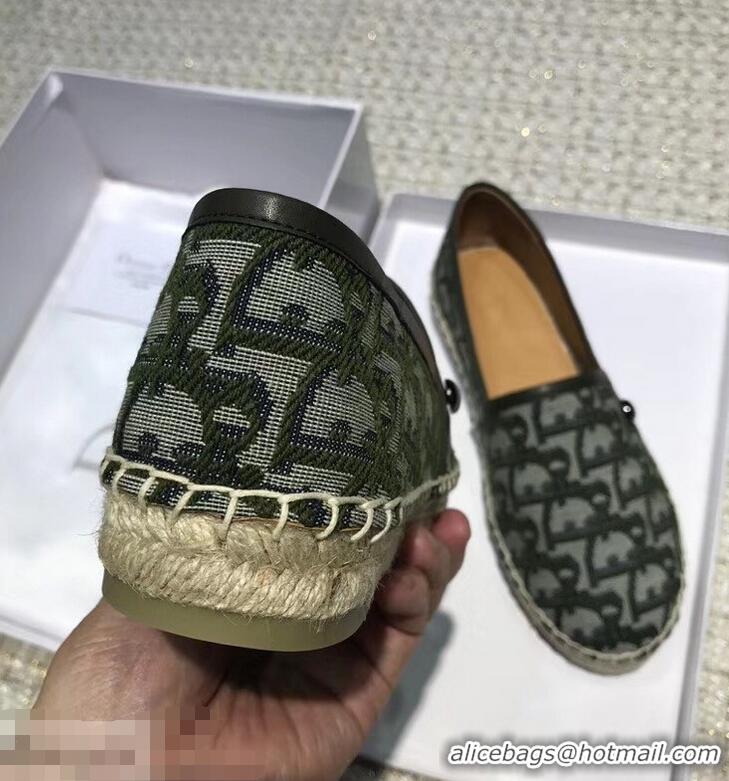 Hot Sale Dior Flat Oblique Canvas Espadrille D3149 Green