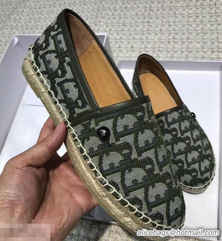 Hot Sale Dior Flat Oblique Canvas Espadrille D3149 Green