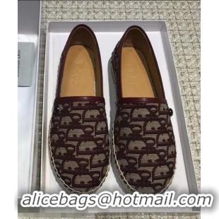 Top Quality Dior Flat Oblique Canvas Espadrille D3149 Burgundy