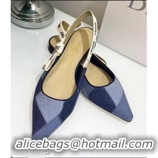 Affordable Price Dior J’Adior Flat Ballet Slingback Pump D1908 Denim Patchwork