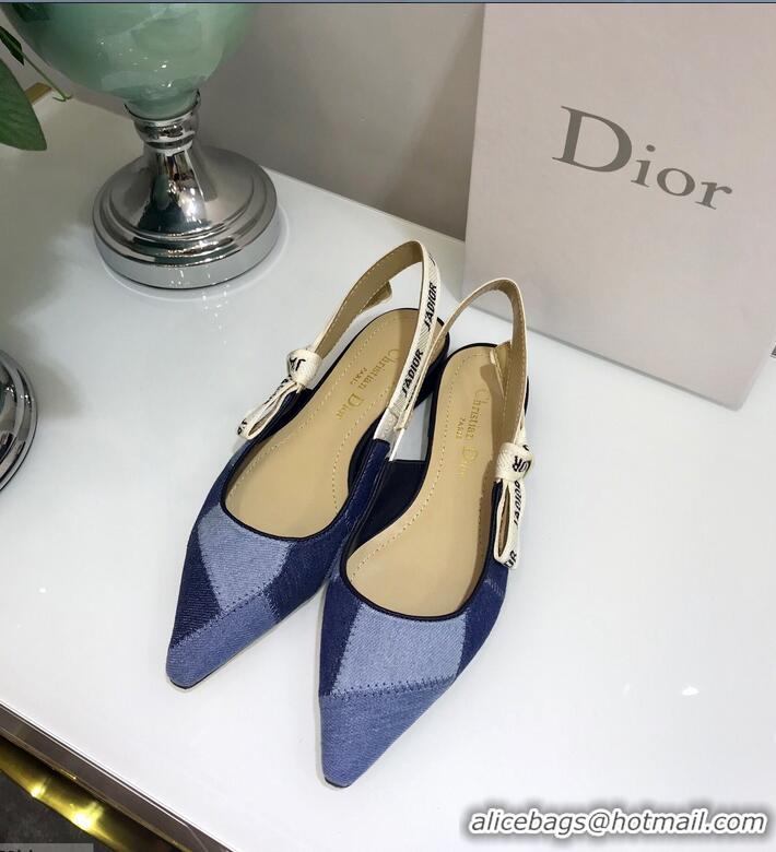 Affordable Price Dior J’Adior Flat Ballet Slingback Pump D1908 Denim Patchwork