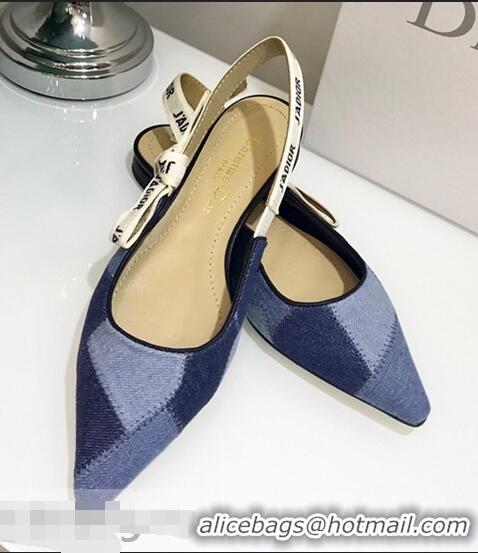 Affordable Price Dior J’Adior Flat Ballet Slingback Pump D1908 Denim Patchwork