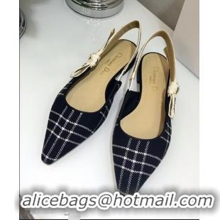 Hot Sell Dior J’Adior Slingback Flat Ballet Pump D1911 Tartan Fabric Black/White