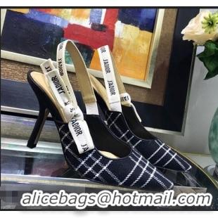 Grade Design Dior J’Adior Slingback Heel 95MM Pump D1913 Tartan Fabric Black/White